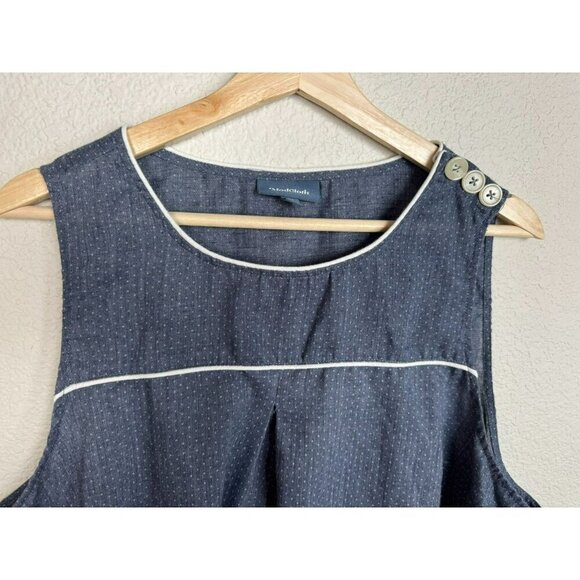 ModCloth Women's Sleeveless Top Blue White Polka Dot Flowy Size 1X Cotton - Picture 3 of 11